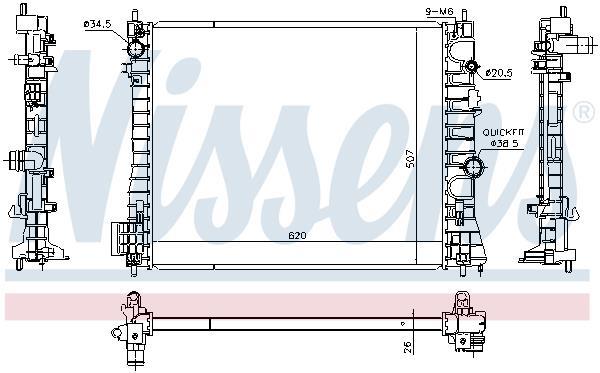 Radiateur moteur (Radiateur de refroidissement) NISSENS ref. 630775