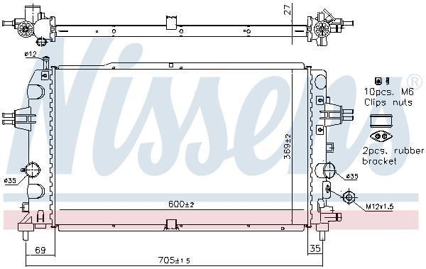 Radiateur moteur (Radiateur de refroidissement) NISSENS 63121