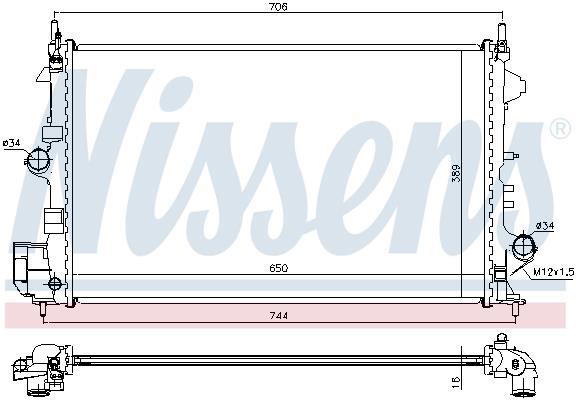 Radiateur moteur (Radiateur de refroidissement) NISSENS 63123