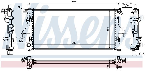 Radiateur moteur (Radiateur de refroidissement) NISSENS ref. 63555A