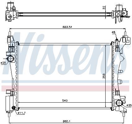 Radiateur moteur (Radiateur de refroidissement) NISSENS ref. 636005