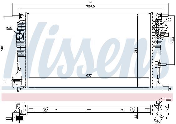 Radiateur moteur (Radiateur de refroidissement) NISSENS ref. 696774
