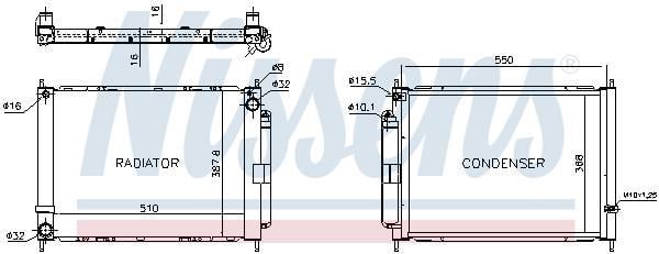 Module de refroidissement (Radiateur et condenseur de climatisation) NISSENS ref. 637636