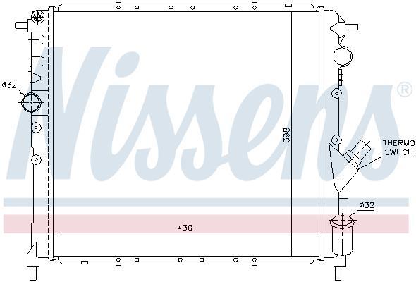 Radiateur moteur (Radiateur de refroidissement) NISSENS 63878