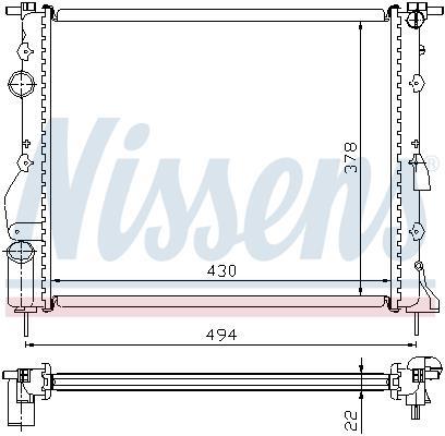 Radiateur moteur (Radiateur de refroidissement) NISSENS ref. 693325