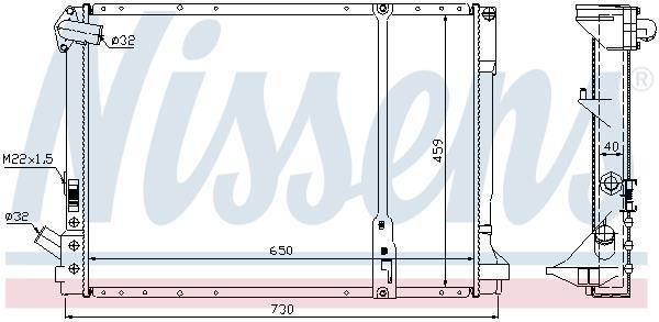 Radiateur moteur (Radiateur de refroidissement) NISSENS ref. 63976A