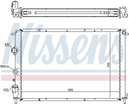 Radiateur moteur (Radiateur de refroidissement) NISSENS ref. 63977A