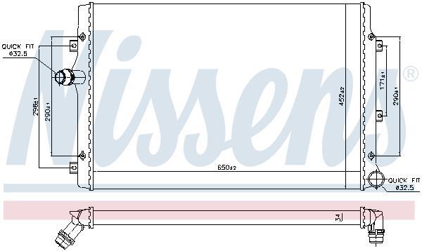 Radiateur moteur (Radiateur de refroidissement) NISSENS ref. 692809