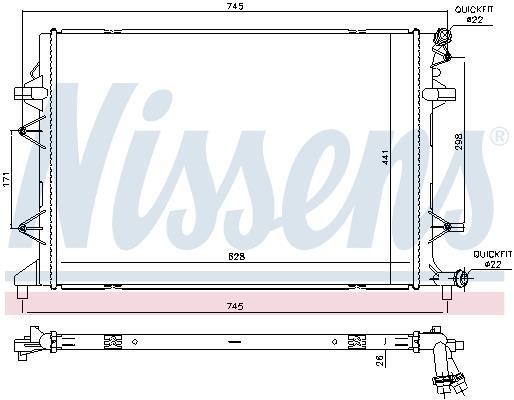 Radiador de baixa temperatura, intercooler NISSENS ref. 65340