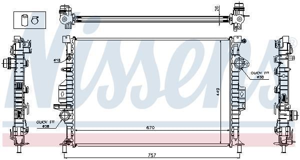 Radiateur moteur (Radiateur de refroidissement) NISSENS ref. 65615A