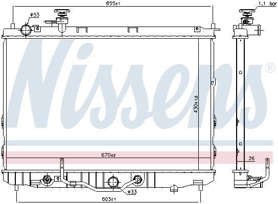 Radiateur moteur (Radiateur de refroidissement) NISSENS ref. 666219