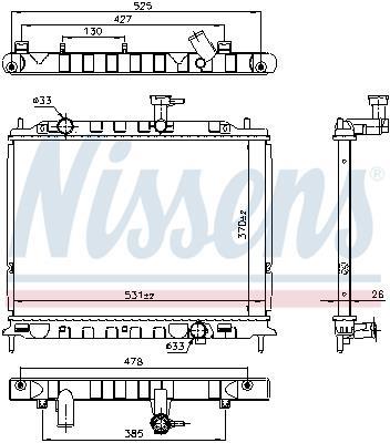 Radiateur moteur (Radiateur de refroidissement) NISSENS ref. 66666