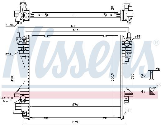 Radiateur moteur (Radiateur de refroidissement) NISSENS 66706