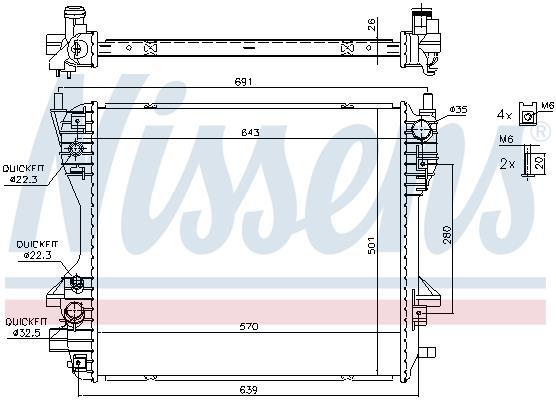 Radiador motor NISSENS ref. 66709