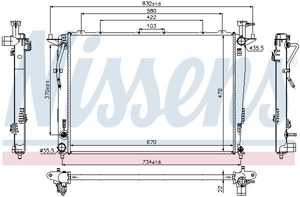 Radiateur moteur (Radiateur de refroidissement) NISSENS ref. 66781