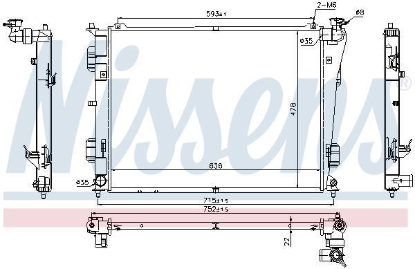 Radiateur moteur (Radiateur de refroidissement) NISSENS ref. 66783