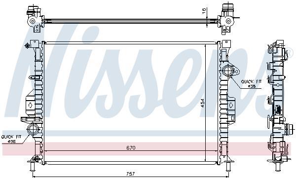 Radiateur moteur (Radiateur de refroidissement) NISSENS 66857