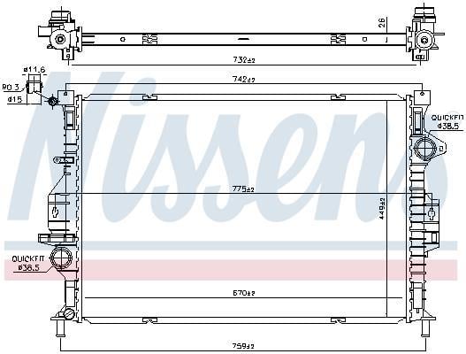 Radiateur moteur (Radiateur de refroidissement) NISSENS 66862