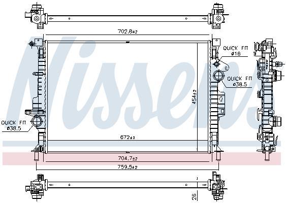 Radiateur moteur (Radiateur de refroidissement) NISSENS 66864