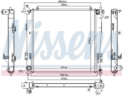 Radiateur moteur (Radiateur de refroidissement) NISSENS 67077