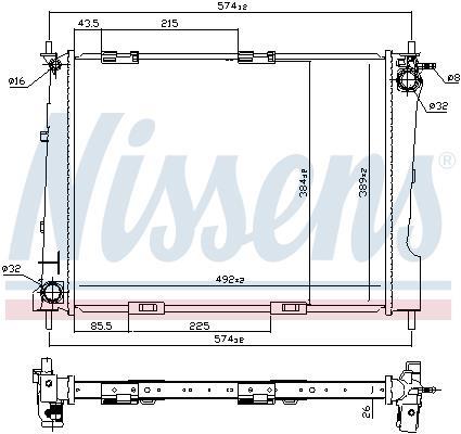 Radiateur moteur (Radiateur de refroidissement) NISSENS 67284