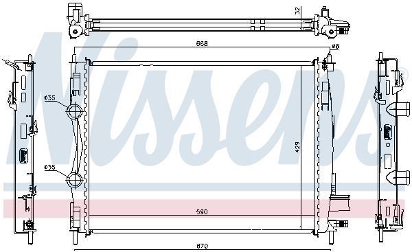 Radiateur moteur (Radiateur de refroidissement) NISSENS ref. 67360