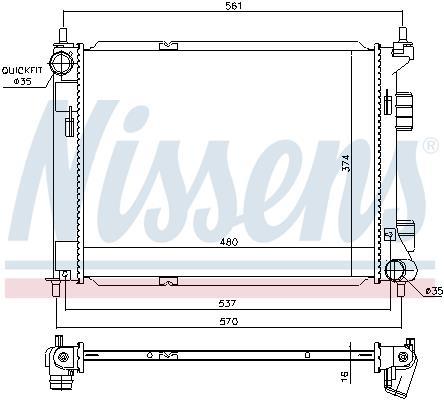 Radiateur moteur (Radiateur de refroidissement) NISSENS ref. 67605