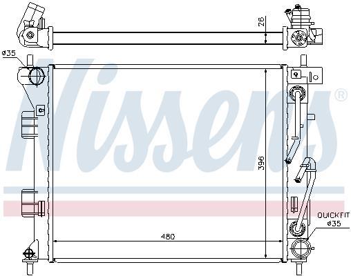 Radiateur moteur (Radiateur de refroidissement) NISSENS 67608