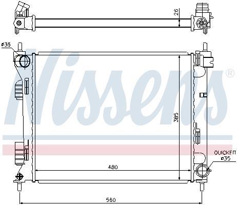 Radiateur moteur (Radiateur de refroidissement) NISSENS 67611