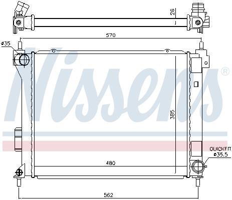 Radiateur moteur (Radiateur de refroidissement) NISSENS 67615