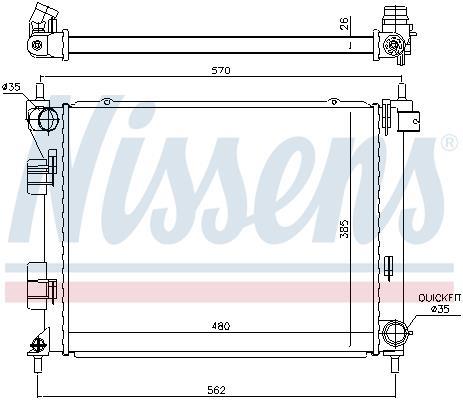 Radiateur moteur (Radiateur de refroidissement) NISSENS 67616
