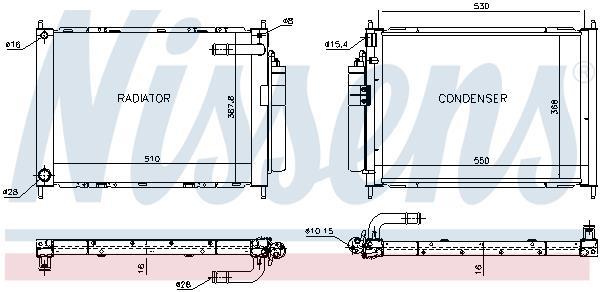 Module de refroidissement (Radiateur et condenseur de climatisation) NISSENS ref. 68747
