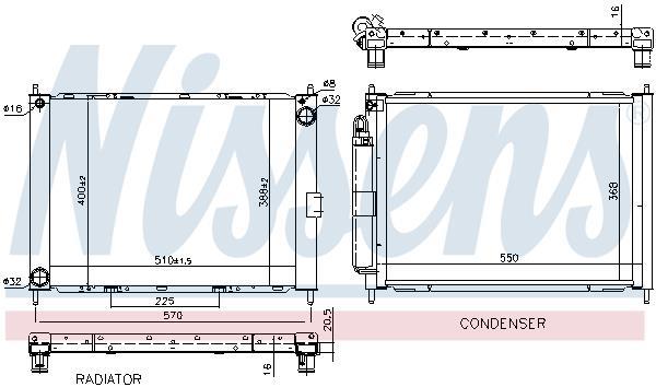 Module de refroidissement (Radiateur et condenseur de climatisation) NISSENS 68757