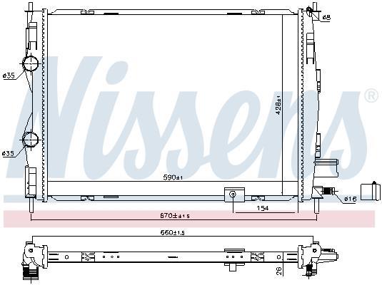 Radiateur moteur (Radiateur de refroidissement) NISSENS ref. 68811