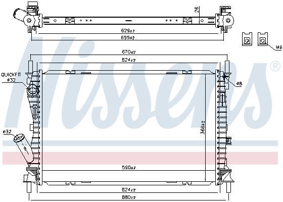 Radiateur moteur (Radiateur de refroidissement) NISSENS ref. 69223