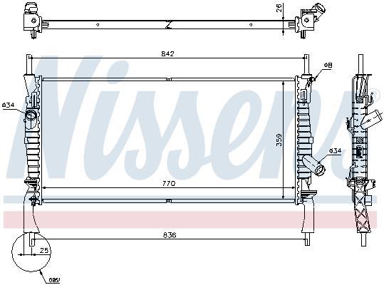 Radiateur moteur (Radiateur de refroidissement) NISSENS ref. 69226
