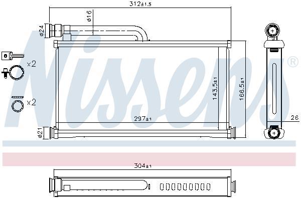Radiador de aquecimento NISSENS ref. 70233