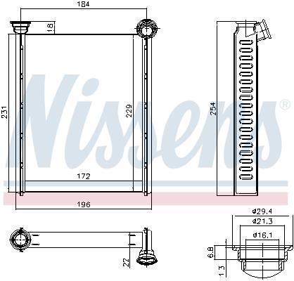 Radiador de aquecimento NISSENS ref. 72987