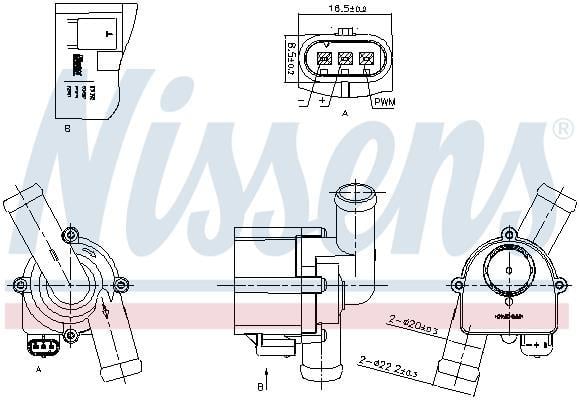 Pompe à eau additionnelle (Pompe à eau secondaire) NISSENS 831392