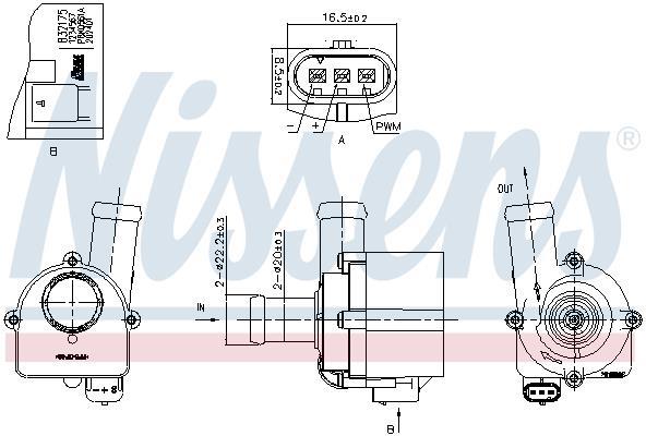Pompe à eau additionnelle (Pompe à eau secondaire) NISSENS 832175