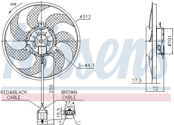 Ventilateur de refroidissement du moteur (Motoventilateur) NISSENS ref. 850072