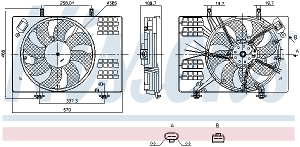 Ventilateur de refroidissement du moteur (Motoventilateur) NISSENS ref. 850113