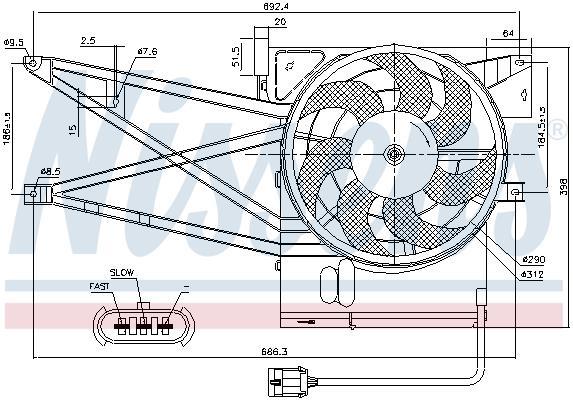 Ventilador, refrigeración del motor NISSENS ref. 85017