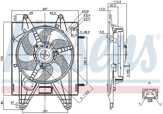 Ventilador, refrigeración del motor NISSENS ref. 85166