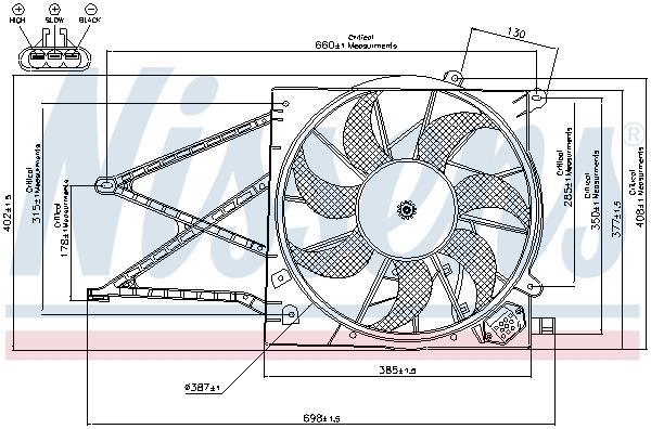 Ventilador, refrigeración del motor NISSENS ref. 85176