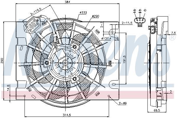 Ventilateur de refroidissement du moteur (Motoventilateur) NISSENS ref. 85186
