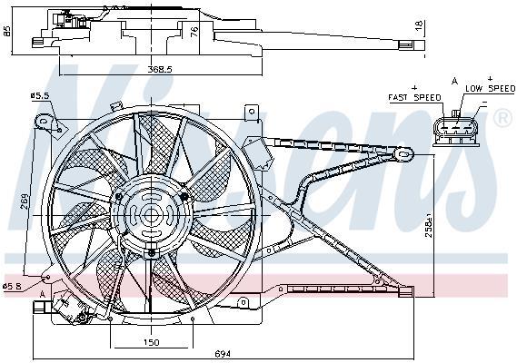 Ventilador, refrigeración del motor NISSENS ref. 85188