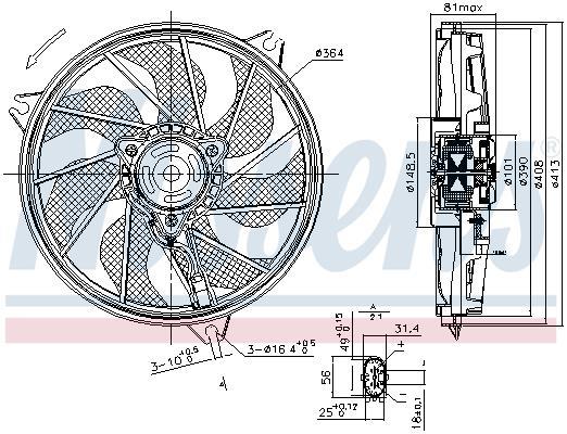 Ventilateur de refroidissement du moteur (Motoventilateur) NISSENS ref. 85662