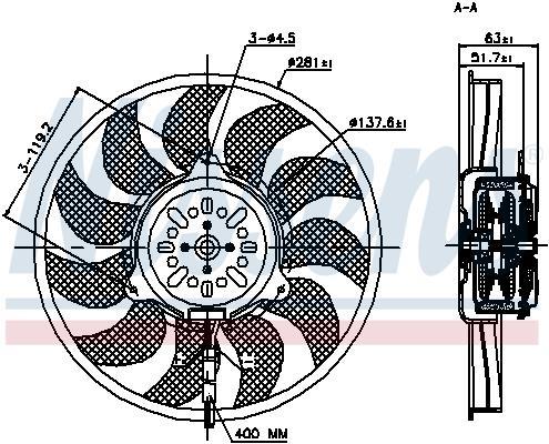 Ventilador, refrigeración del motor NISSENS ref. 85692