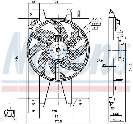 Ventilateur de refroidissement du moteur (Motoventilateur) NISSENS ref. 85767
